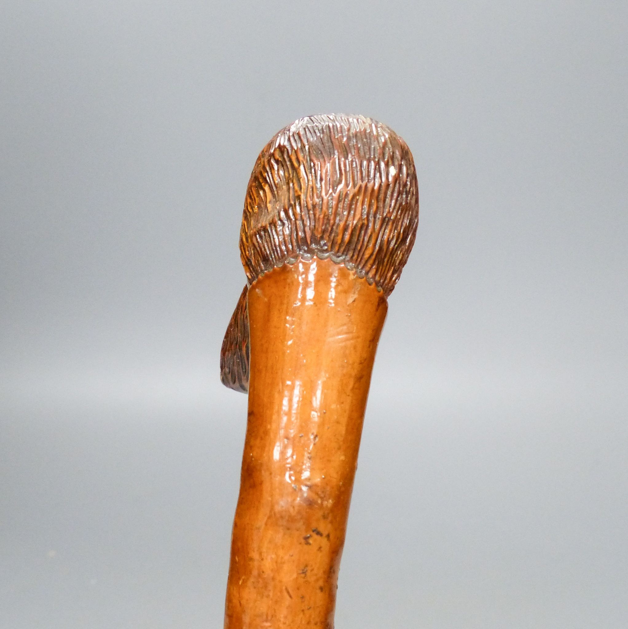 A 19th century carved briar walking stick